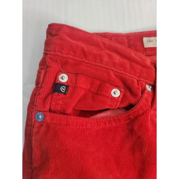 Adriano Goldschmid Jeans Sz 26 The Stevie Slim Straight Red Corduroy AG - Picture 4 of 11